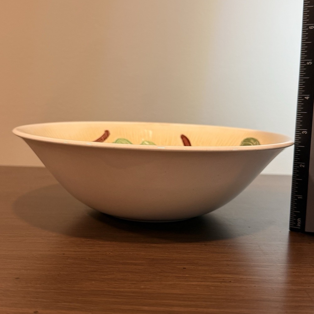 Vintage Corona Japan Fruit Bowl 9" Hand Painted Apple Grapes Cottagecore Country - Picture 3 of 7